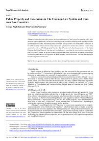 Public Property and Concessions in The Common Law System and Common Law Countries