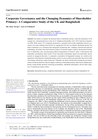 Corporate Governance and the Changing Dynamics of Shareholder Primacy: A Comparative Study of the UK and Bangladesh