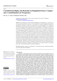 Constitutional Rights and Remedies in Bangladesh from a Comparative Constitutional Law Perspective
