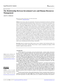 The Relationship Between Investment Laws and Human Resources Management