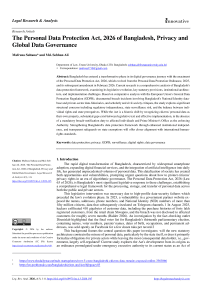 The Personal Data Protection Act, 2026 of Bangladesh, Privacy and Global Data Governance