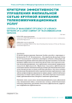Критерии эффективности управления филиальной сетью крупной компании телекоммуникационных услуг