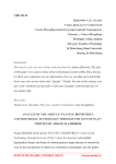 Analyze of the article “Playful biometrics: controversial technology through the lens of play” written by Ariane Ellerbrok