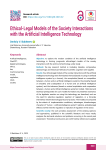 Ethical-Legal Models of the Society Interactions with the Artificial Intelligence Technology