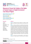 Measures to Prevent the Violation of the Rights of Content Creators in Digital Environment: Case Study of Nigeria