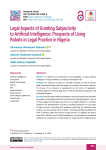 Legal Aspects of Granting Subjectivity to Artificial Intelligence: Prospects of Using Robots in Legal Practice in Nigeria