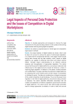 Legal Aspects of Personal Data Protection and the Issues of Competition in Digital Marketplaces