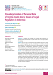 Pseudonymization of Personal Data of Crypto Assets Users: Issues of Legal Regulation in Indonesia