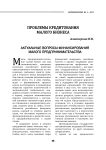 Актуальные вопросы финансирования малого предпринимательства