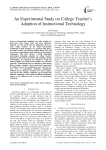 An Experimental Study on College Teacher's Adoption of Instructional Technology