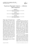 Touch-less Fingerprint Analysis — A Review and Comparison