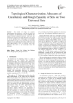 Topological Characterization, Measures of Uncertainty and Rough Equality of Sets on Two Universal Sets