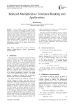 Reduced Multiplicative Tolerance Ranking and Applications