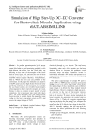 Simulation of High Step-Up DC–DC Converter for Photovoltaic Module Application using MATLAB/SIMULINK