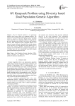 0/1 Knapsack Problem using Diversity based Dual Population Genetic Algorithm