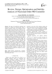 Review, Design, Optimization and Stability Analysis of Fractional-Order PID Controller