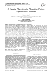 A Genetic Algorithm for Allocating Project Supervisors to Students