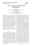 A Survey on Speech Enhancement Methodologies