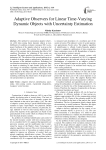 Adaptive Observers for Linear Time-Varying Dynamic Objects with Uncertainty Estimation