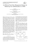 An Efficient Novel Key Management Scheme for Enhancing User Authentication in A WSN