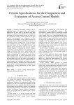 Criteria Specifications for the Comparison and Evaluation of Access Control Models