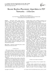 Recent Replica Placement Algorithms in P2P Networks – A Review