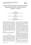 Integrity Protecting and Privacy Preserving Data Aggregation Protocols in Wireless Sensor Networks: A Survey