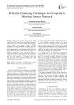 Efficient Clustering Technique for Cooperative Wireless Sensor Network