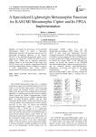 A Specialized Lightweight Metamorphic Function for KASUMI Metamorphic Cipher and Its FPGA Implementation