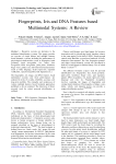 Fingerprints, Iris and DNA Features based Multimodal Systems: A Review