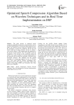 Optimized Speech Compression Algorithm Based on Wavelets Techniques and its Real Time Implementation on DSP