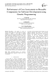 Performance of Cost Assessment on Reusable Components for Software Development using Genetic Programming