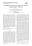 Techniques of Glaucoma Detection From Color Fundus Images: A Review