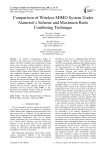 Comparison of Wireless MIMO System Under Alamouti's Scheme and Maximum Ratio Combining Technique
