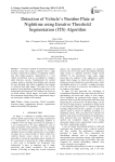 Detection of Vehicle’s Number Plate at Nighttime using Iterative Threshold Segmentation (ITS) Algorithm