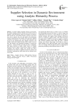 Supplier Selection in Dynamic Environment using Analytic Hierarchy Process