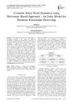 Common-Sense Word Semantics using Dictionary Based Approach – An Early Model for Semantic Knowledge Processing