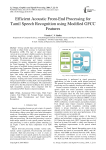 Efficient Acoustic Front-End Processing for Tamil Speech Recognition using Modified GFCC Features