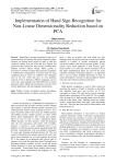 Implementation of Hand Sign Recognition for Non-Linear Dimensionality Reduction based on PCA