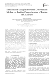 The Effect of Using Instructional Conversation Method on Reading Comprehension of Iranian EFL Learners