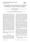 An Evaluation of the Critical Factors Affecting the Efficiency of Some Sorting Techniques