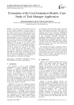 Evaluation of the Cost Estimation Models: Case Study of Task Manager Application