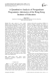 A Quantitative Analysis of Postgraduate Programmes Admission of the Hong Kong Institute of Education