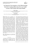 An Empirical Investigation of the Relationships between Learning Styles based on an Arabic version of the Felder-Silverman Model