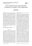 GPU Optimized Stereo Image Matching Technique for Computer Vision Applications