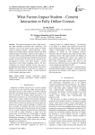 What Factors Impact Student – Content Interaction in Fully Online Courses