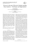 Privacy in the age of Pervasive Internet and Big Data Analytics – Challenges and Opportunities