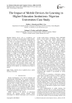 The Impact of Mobile Devices for Learning in Higher Education Institutions: Nigerian Universities Case Study