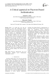 A critical appraisal on password based authentication