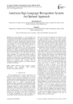 American sign language recognition system: an optimal approach